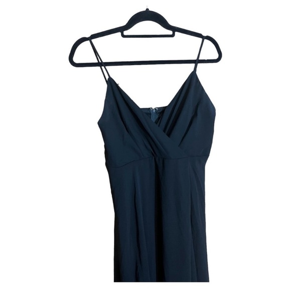 Birdy Grey Black v neck spaghetti strap full length maxi Formal dress size large - Picture 2 of 4